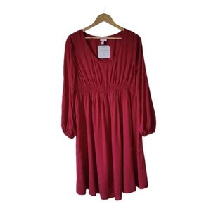 ⭐️4/25 Isabel Maternity Dress Raspberry Red 100% Rayon Long Sleeve Scoop Neck XL